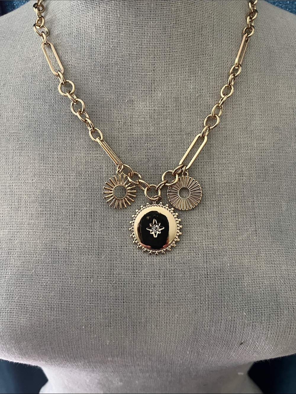 Lily Pulitzer Gold-Tone Sunburst Charm Necklace with Star Medallion